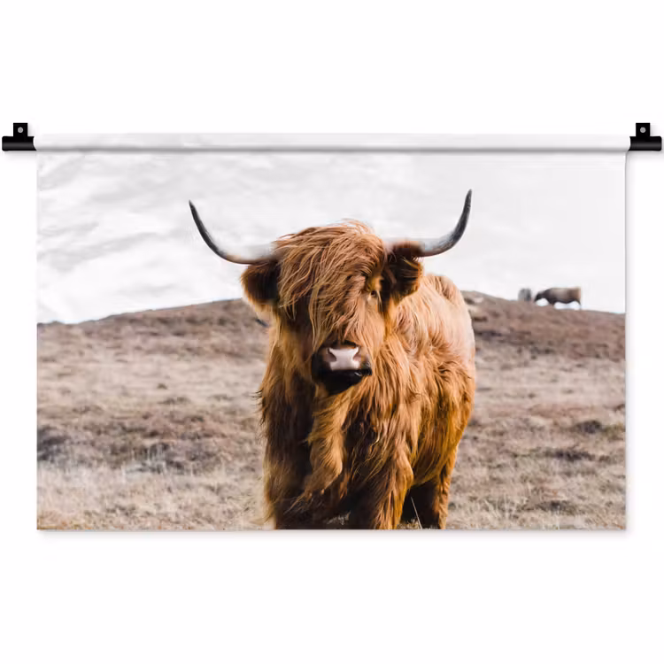 Schotse hooglander - Landschap - Koe - Bruin - Dieren - Natuur Wandkleed katoen klein -zz3d