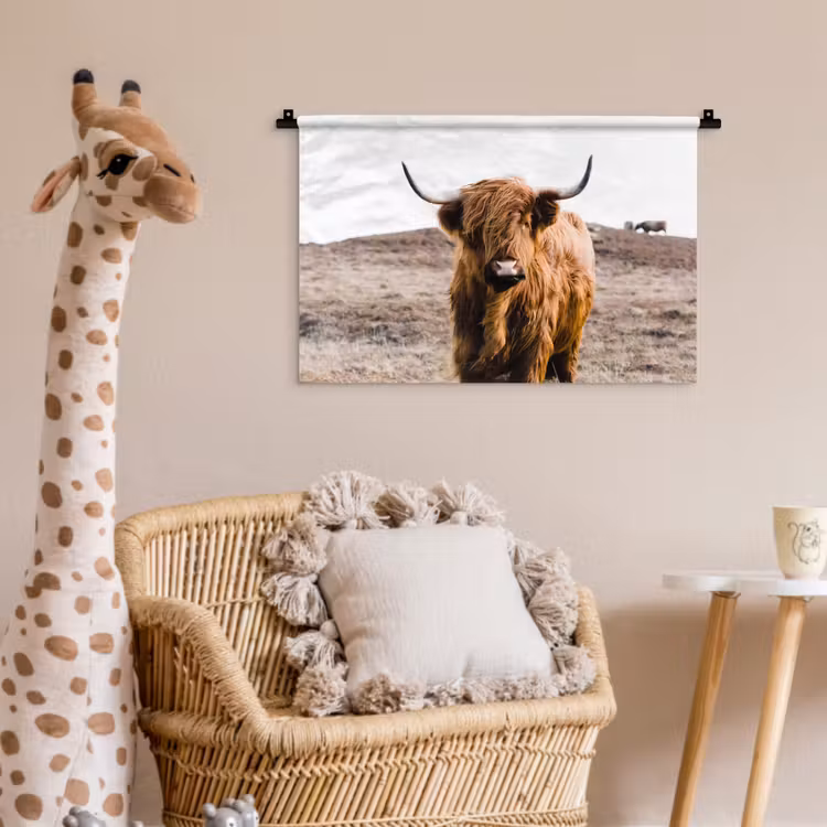 Schotse hooglander - Landschap - Koe - Bruin - Dieren - Natuur Wandkleed katoen klein -wsfeer5_kind