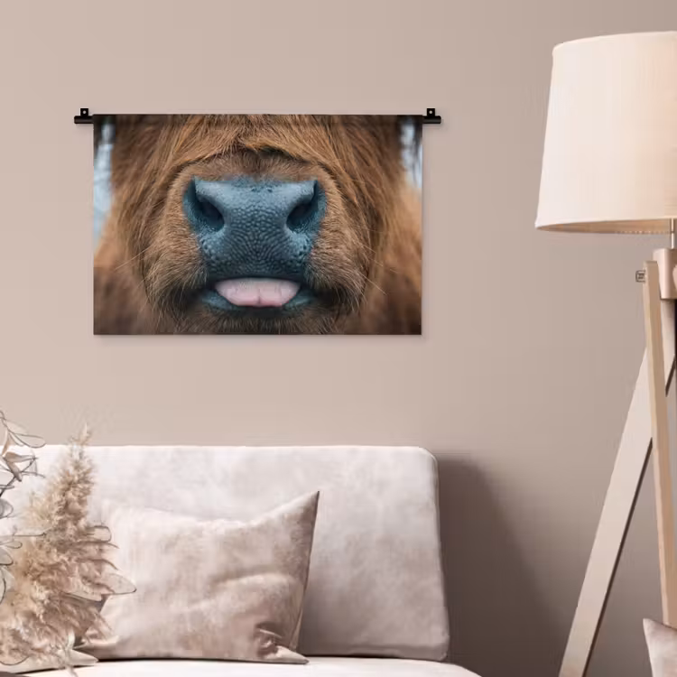 Schotse hooglander - Neus - Bruin Wandkleed katoen klein -sfeer4