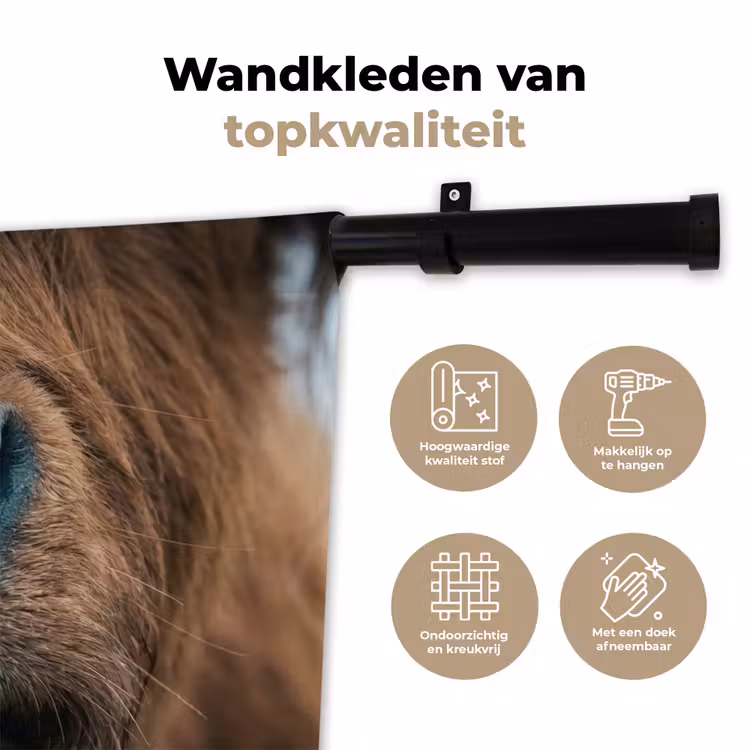 Schotse hooglander - Neus - Bruin Wandkleed katoen klein -sfeer2