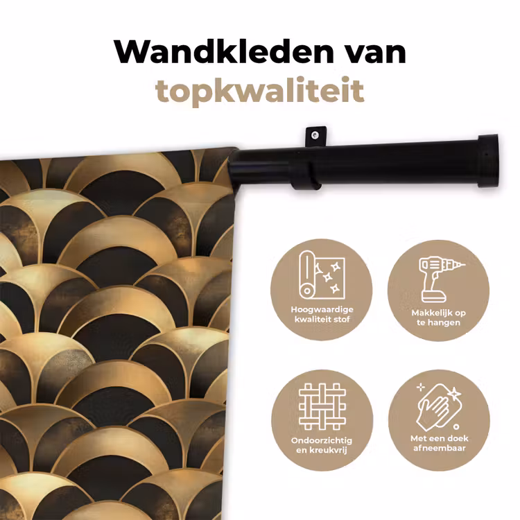 Schubben - Structuur - Goud Wandkleed katoen klein 269 -sfeer2