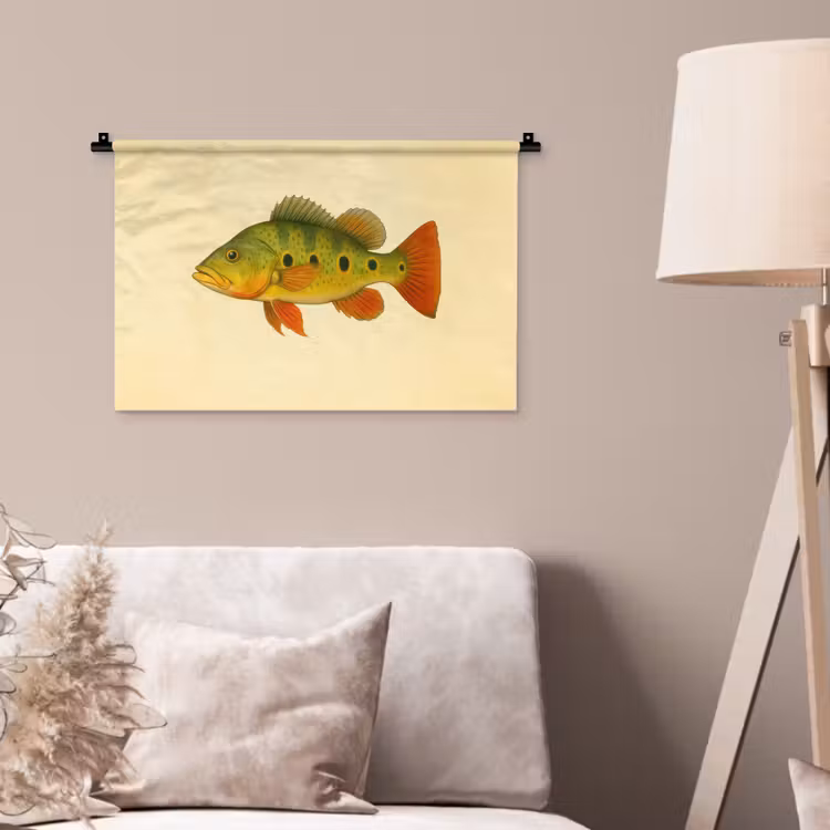 Schubben - Vis - Groen - Illustratie Wandkleed katoen klein -sfeer4