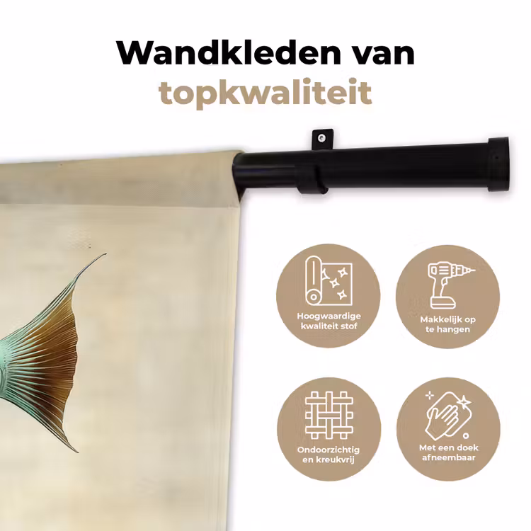 Schubben - Vis - Mint - Minimalistisch Wandkleed katoen klein -sfeer2