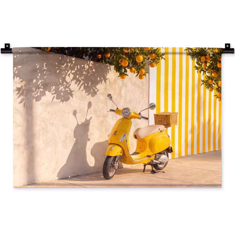 Scooter - Natuur - Zomer - Geel - Mediterraan Wandkleed katoen klein -zz3d
