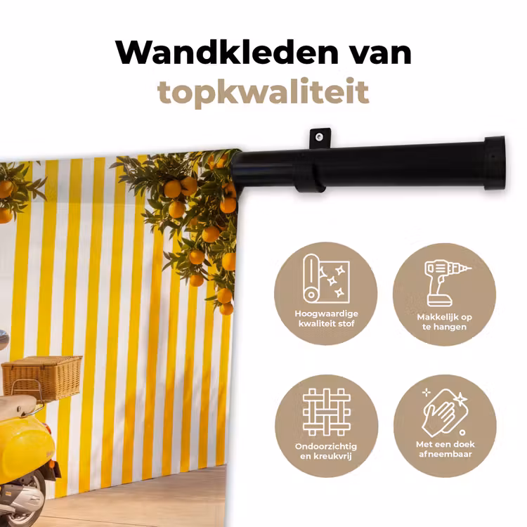 Scooter - Natuur - Zomer - Geel - Mediterraan Wandkleed katoen klein -sfeer2