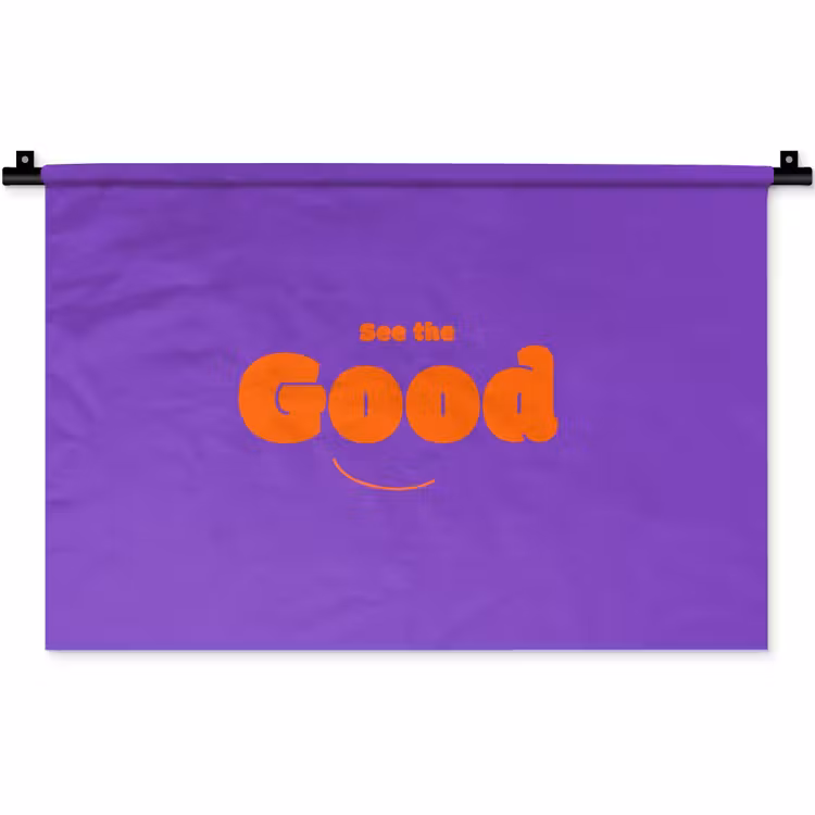 See the good - Oranje - Paars - Smiley Wandkleed katoen klein -zz3d