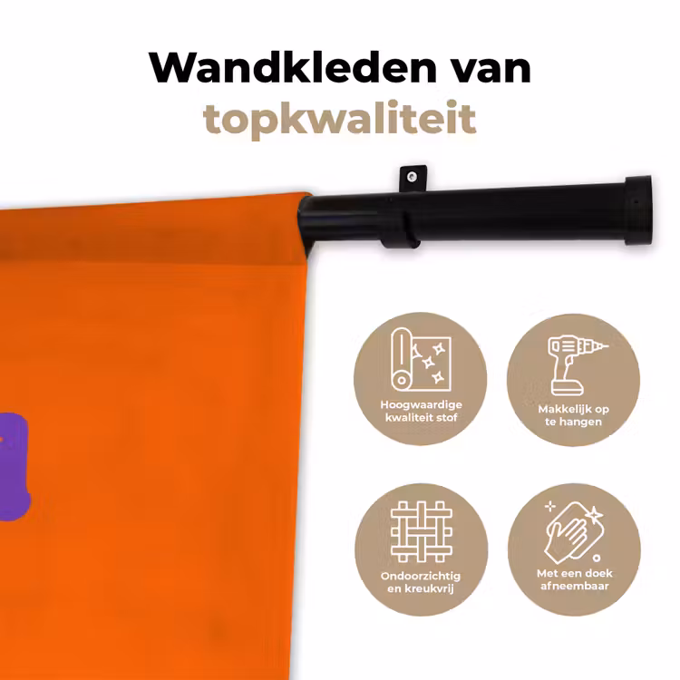 See the good - Paars - Oranje - Smiley Wandkleed katoen klein -sfeer2