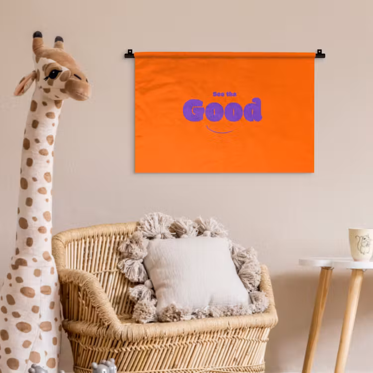 See the good - Paars - Oranje - Smiley Wandkleed katoen klein -wsfeer5_kind