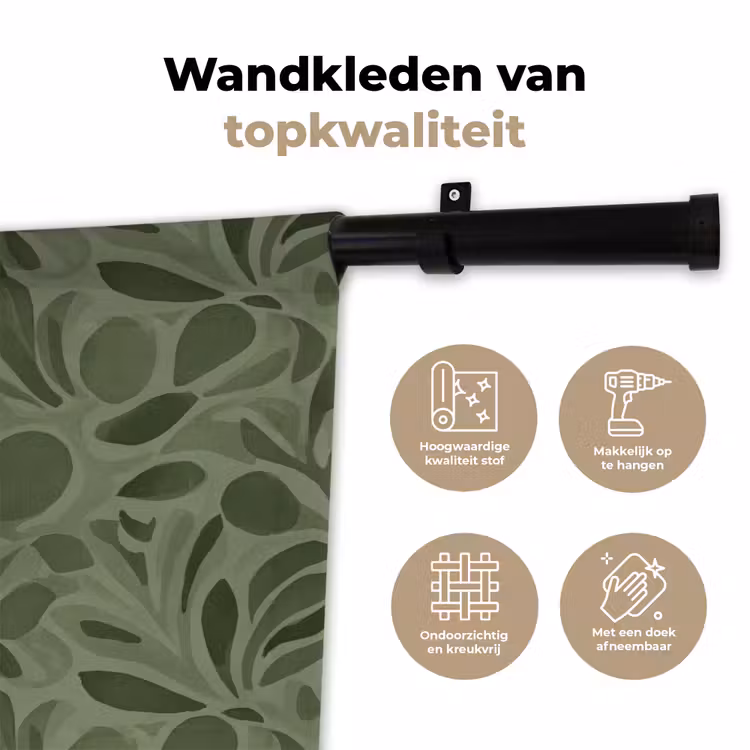 Sereen - Bladeren - Groen Wandkleed katoen klein 269 -sfeer2
