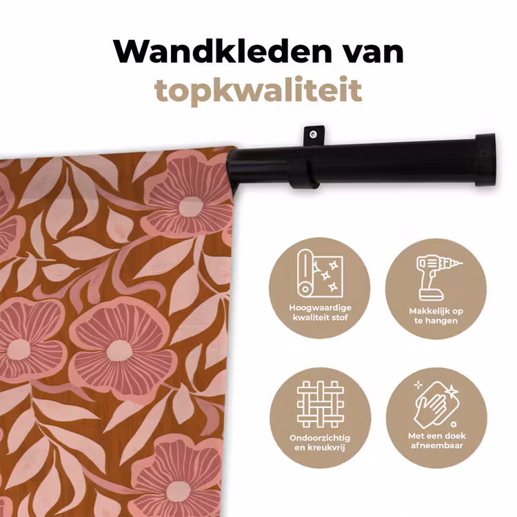 Sfeer - Bloemen - Roze Wandkleed katoen klein 269 -sfeer2