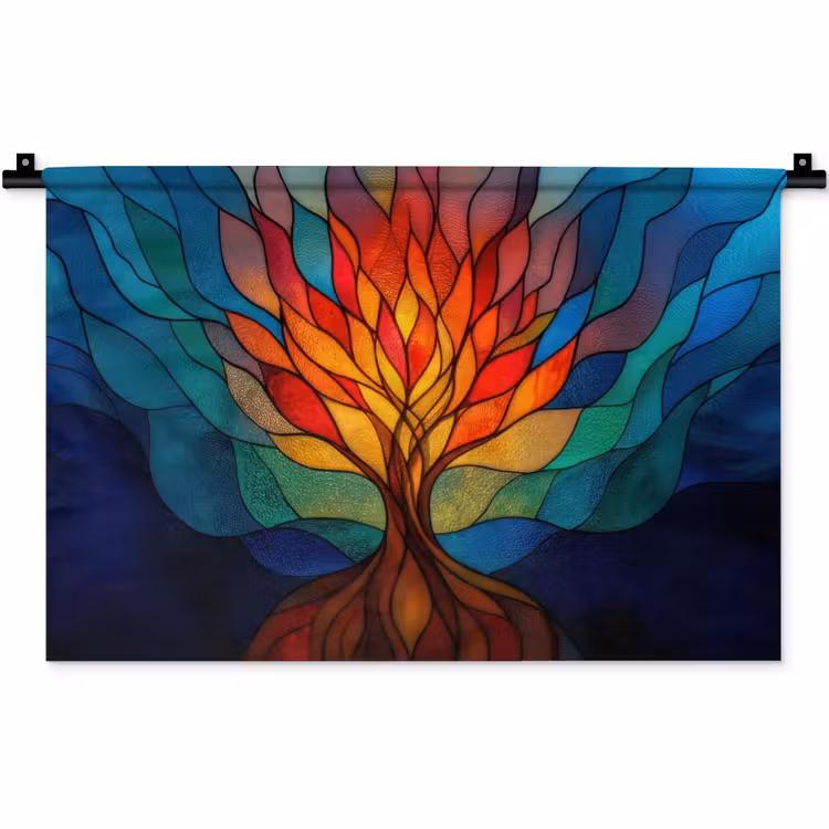 Sierglas - Boom - Rood - Vlakken Wandkleed katoen klein -zz3d