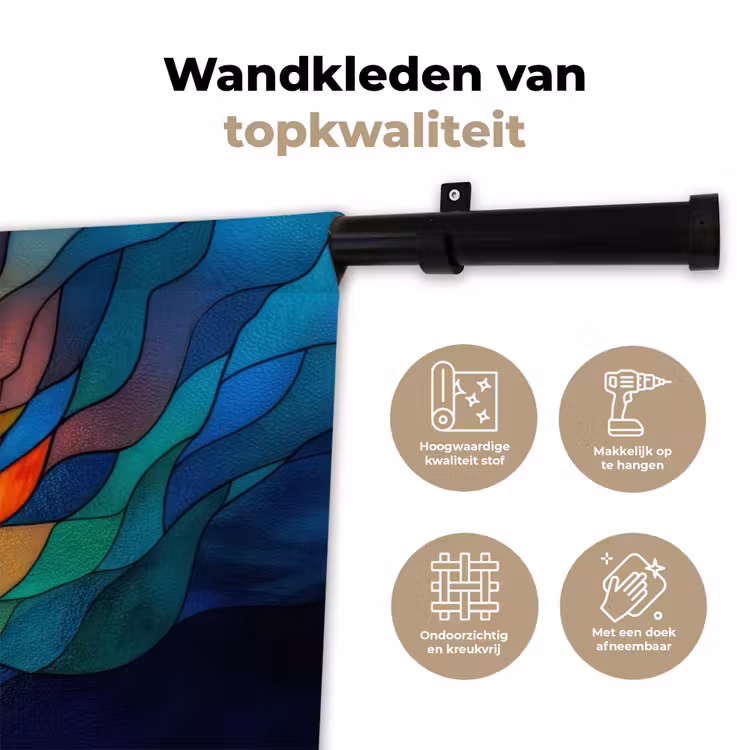 Sierglas - Boom - Rood - Vlakken Wandkleed katoen klein -sfeer2