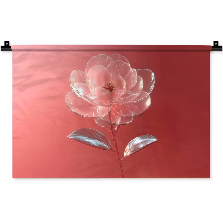 Sierlijk - Bloem - Roze - Glazen Wandkleed katoen klein -zz3d