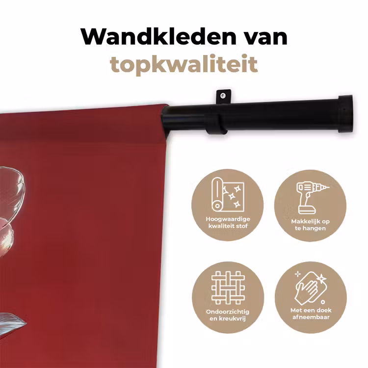 Sierlijk - Bloem - Roze - Glazen Wandkleed katoen klein -sfeer2