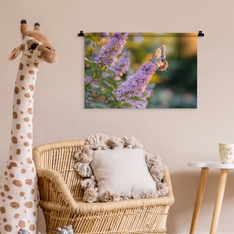 Sierlijke - Vlinder - Paarse - Bloemen Wandkleed katoen klein -wsfeer5_kind