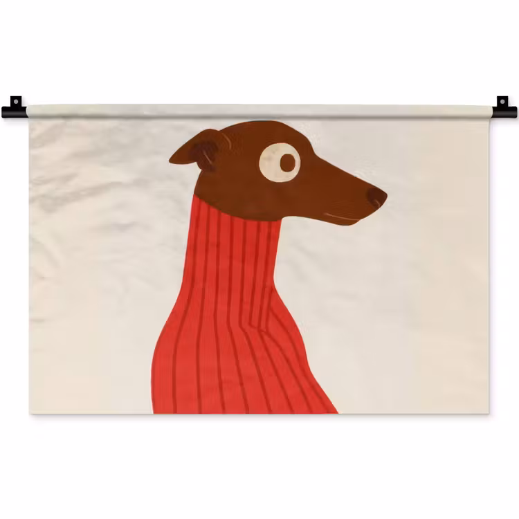 Silhouet - Hond - Trui - Rood Wandkleed katoen klein -zz3d