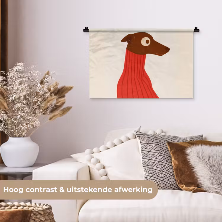 Silhouet - Hond - Trui - Rood Wandkleed katoen klein -sfeer1