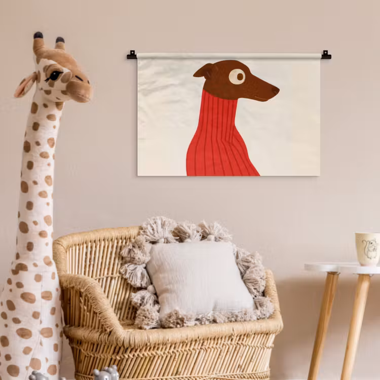 Silhouet - Hond - Trui - Rood Wandkleed katoen klein -wsfeer5_kind