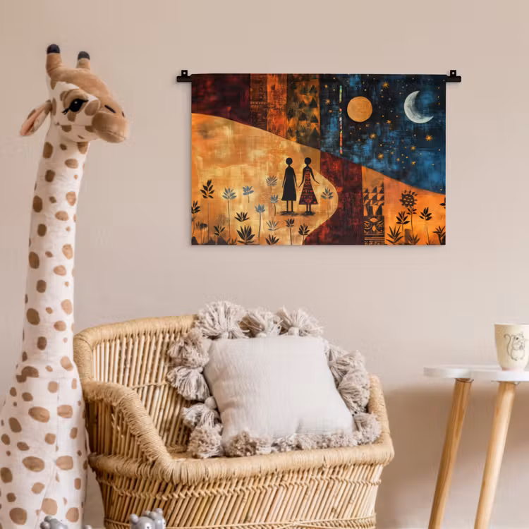 Silhouetten - Abstract - Zon - Maan Wandkleed katoen klein -wsfeer5_kind