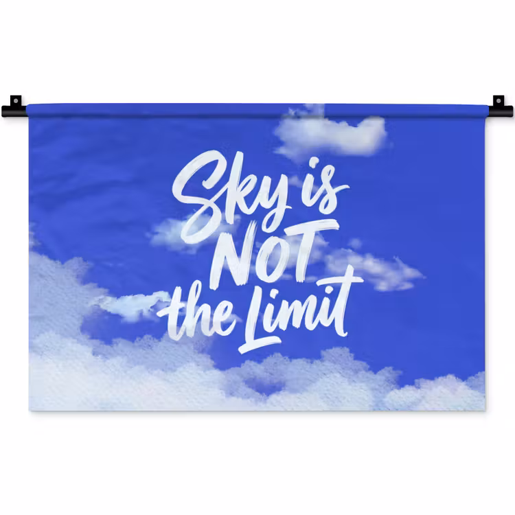 Sky is not the limit - Blauwe lucht - Wolken Wandkleed katoen klein -zz3d