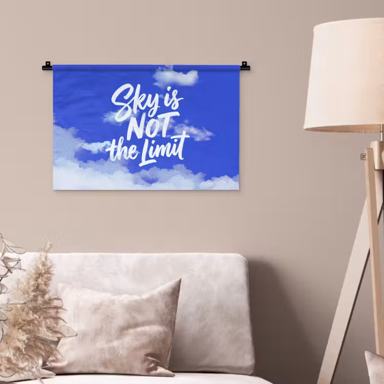 Sky is not the limit - Blauwe lucht - Wolken Wandkleed katoen klein -sfeer4