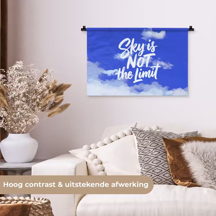 Sky is not the limit - Blauwe lucht - Wolken Wandkleed katoen klein -sfeer1