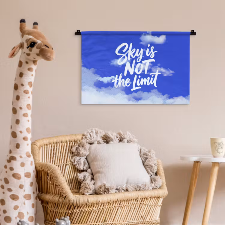 Sky is not the limit - Blauwe lucht - Wolken Wandkleed katoen klein -wsfeer5_kind