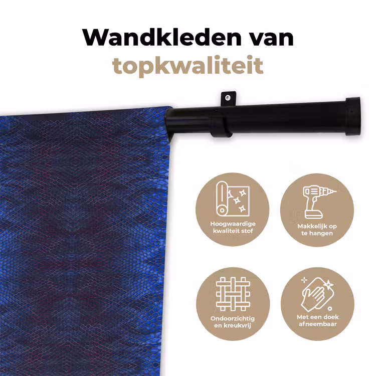 Slang - Boa - Blauw - Rood Wandkleed katoen klein 269 -sfeer2