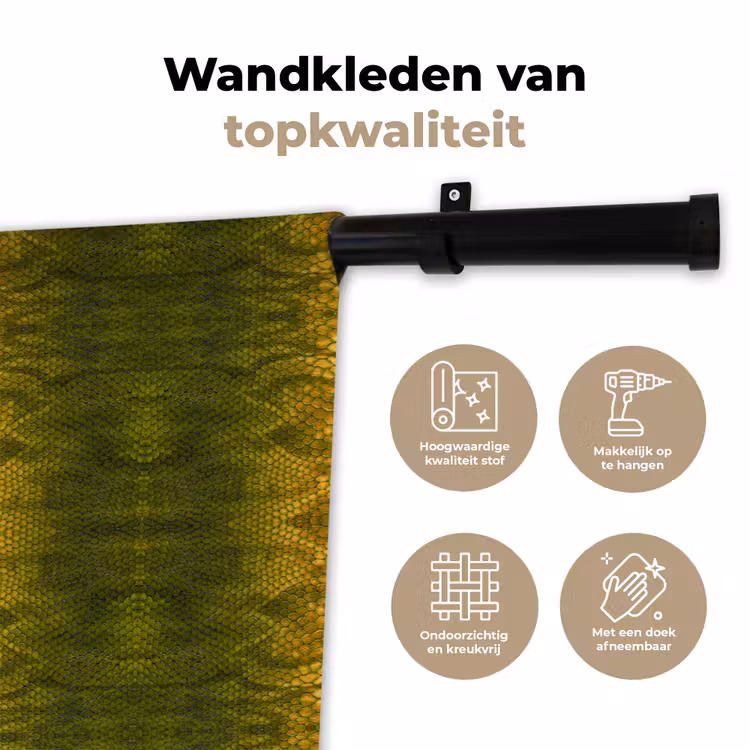 Slang - Boa - Geel - Groen Wandkleed katoen klein 269 -sfeer2