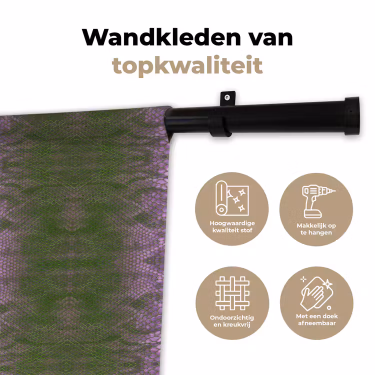 Slang - Boa - Lila - Groen Wandkleed katoen klein 269 -sfeer2