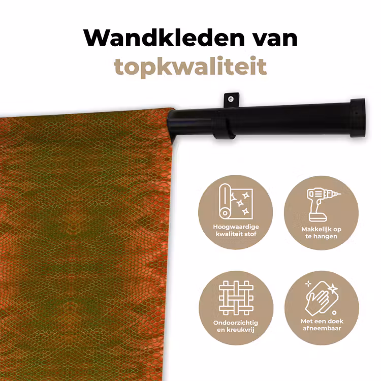 Slang - Boa - Rood - Groen Wandkleed katoen klein 269 -sfeer2