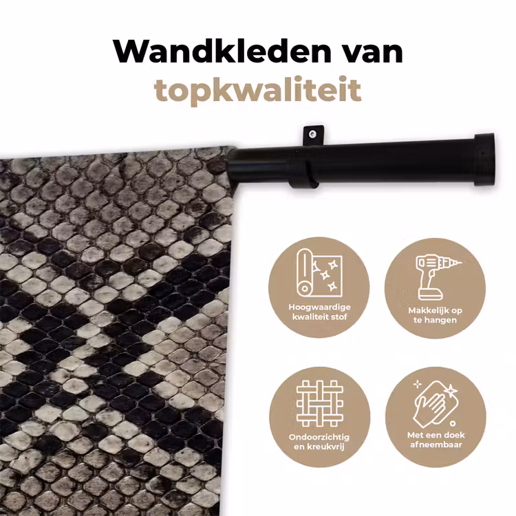 Slangenleer - Patroon - Beige Wandkleed katoen klein -sfeer2