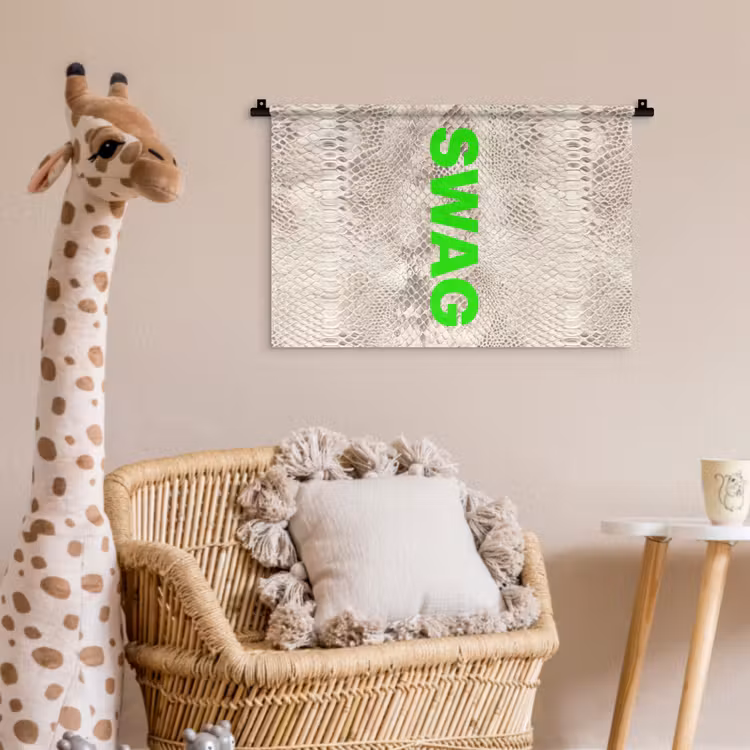 Slangenprint - SWAG - Neon - Groen Wandkleed katoen klein -wsfeer5_kind
