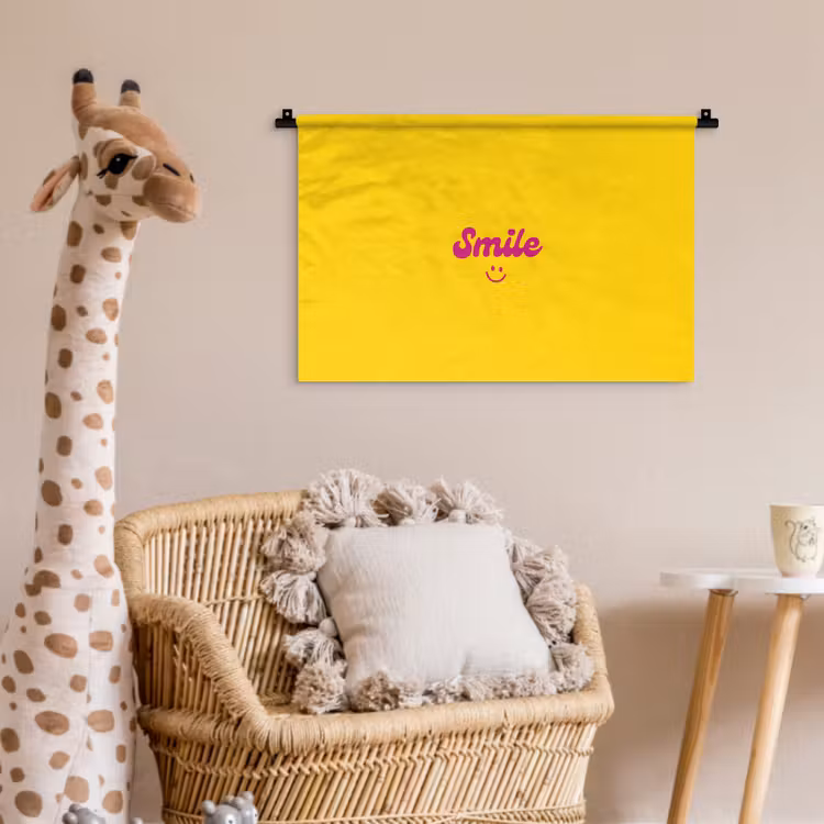 Smile - Geel - Roze Wandkleed katoen klein -wsfeer5_kind