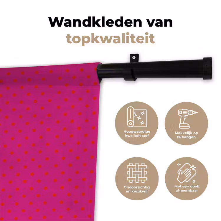 Smile - Stippen - Roze Wandkleed katoen klein -sfeer2