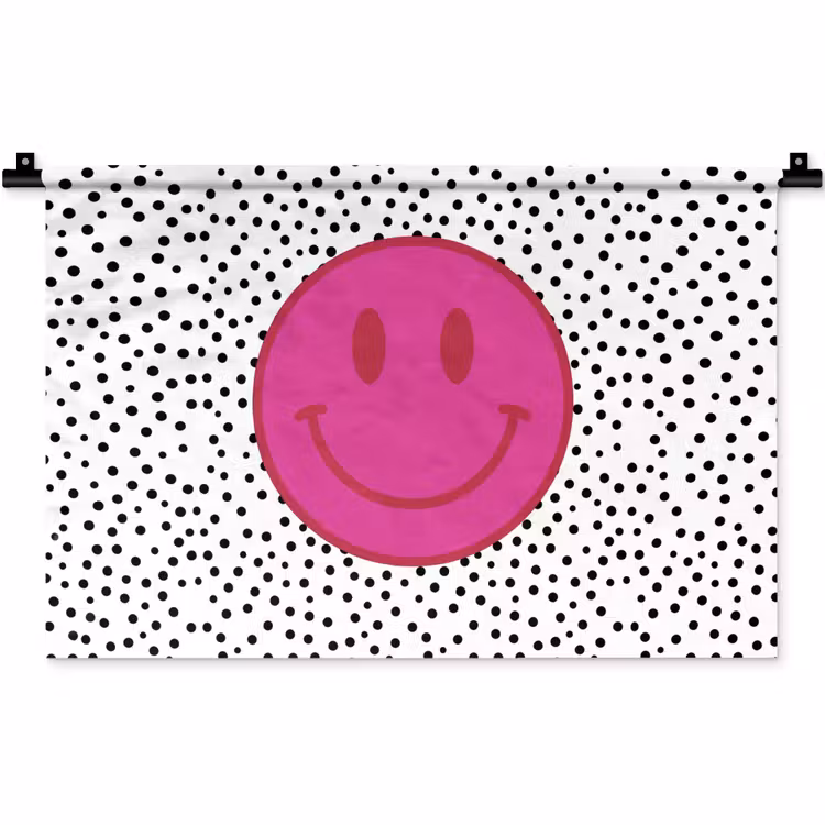 Smiley - Roze - Stippen Wandkleed katoen klein -zz3d