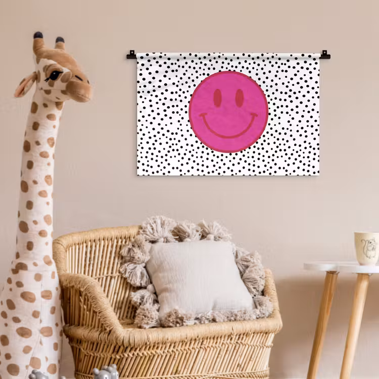 Smiley - Roze - Stippen Wandkleed katoen klein -wsfeer5_kind