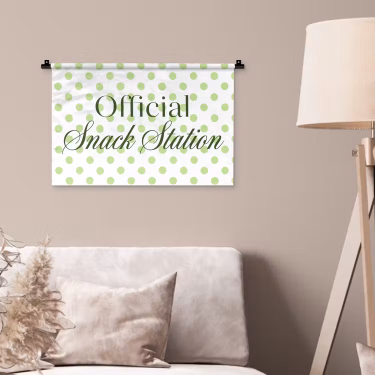 Snack Station - Groen - Stippen Wandkleed katoen klein -sfeer4