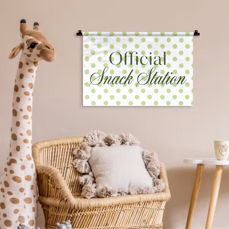 Snack Station - Groen - Stippen Wandkleed katoen klein -wsfeer5_kind