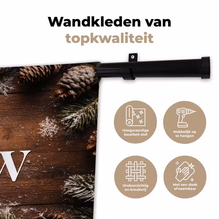Sneeuw - Houtlook - Quote - Let it snow Wandkleed katoen klein -sfeer2