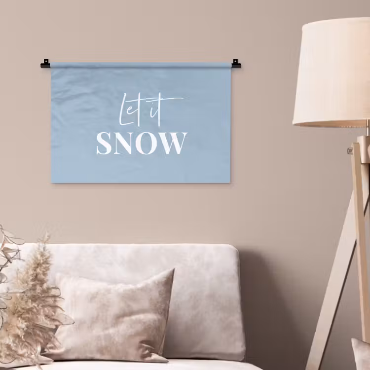 Sneeuw - Winter - Blauw - Let it snow Wandkleed katoen klein -sfeer4