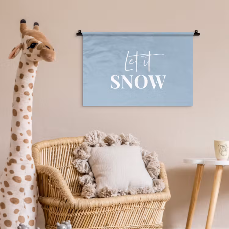 Sneeuw - Winter - Blauw - Let it snow Wandkleed katoen klein -wsfeer5_kind