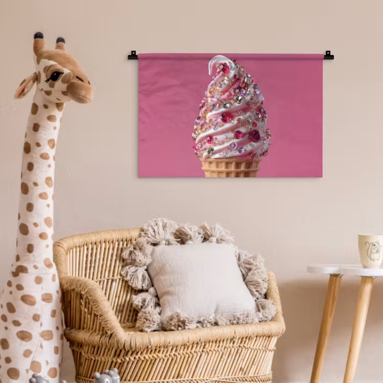 Softijs - Edelstenen - Roze - Hoorntje Wandkleed katoen klein -wsfeer5_kind