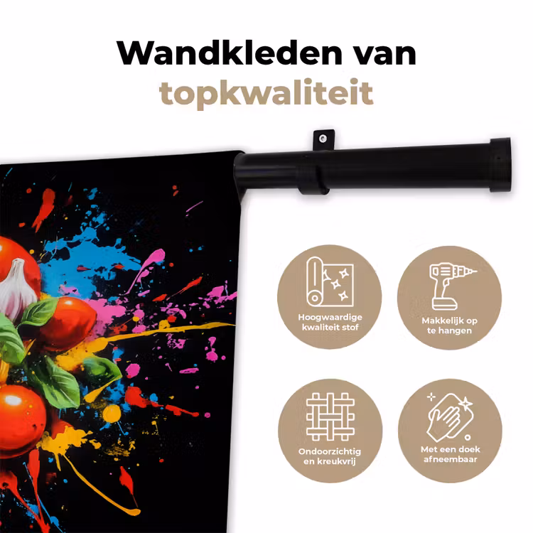 Spaghetti - Graffiti - Verf - Kleurrijk - Eten - Modern Wandkleed katoen klein -sfeer2