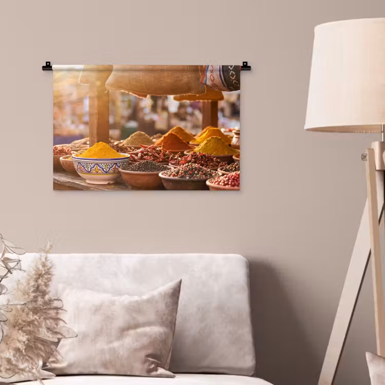 Wandkleed - Specerijen - Markt - Kleurrijk - Specerijen - Markt - Kleurrijk Wandkleed katoen klein