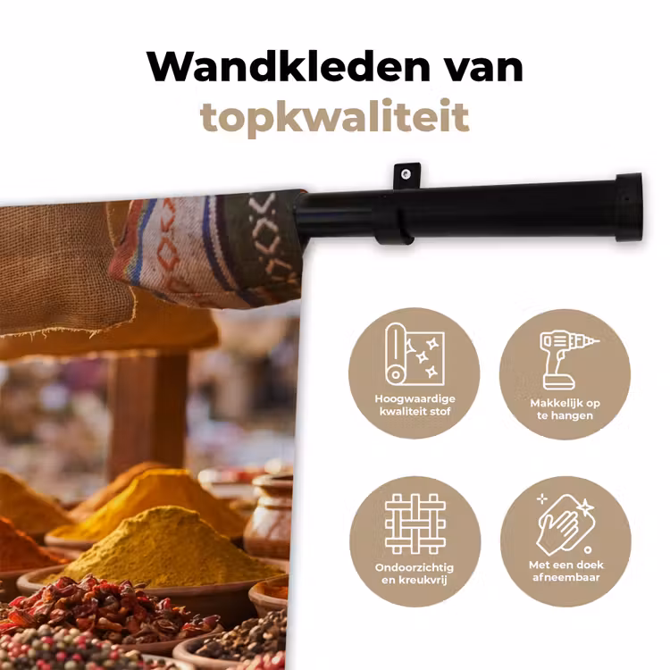 Wandkleed - Specerijen - Markt - Kleurrijk - Specerijen - Markt - Kleurrijk Wandkleed katoen klein