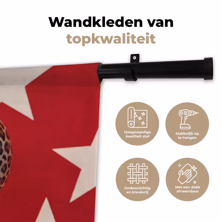 Spel - Dierenprint - Nummer 8 - Modern - Rood Wandkleed katoen klein -sfeer2