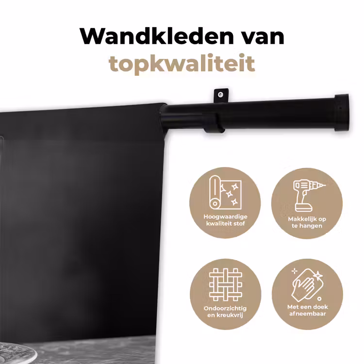 Sphynx - Kat - Dieren - Humor - Spaghetti - Zwart Wit Wandkleed katoen klein -sfeer2