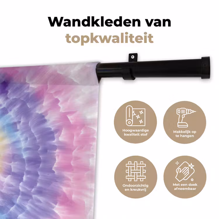 Spiraal - Tie dye - Pasteltinten Wandkleed katoen klein -sfeer2