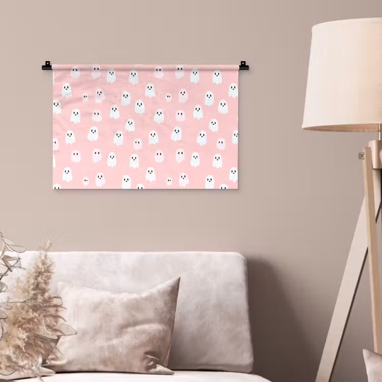 Spookjes - Patroon - Roze Wandkleed katoen klein 269 -sfeer4